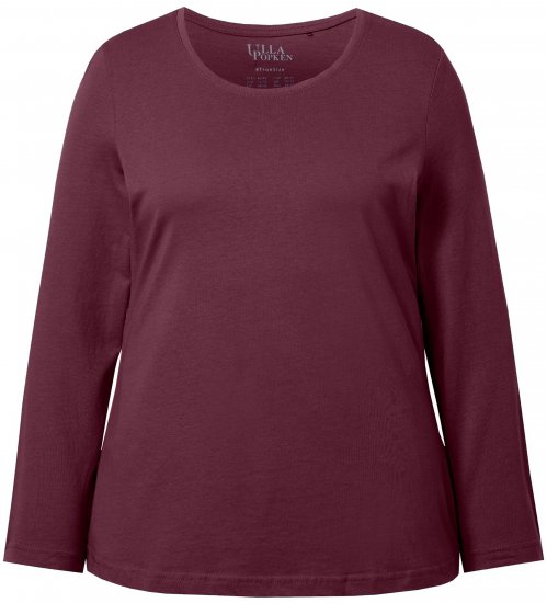 Ulla Popken Basic Round Neck Long Sleeve Slim Fit Cotton Tee Dark Berry - Marškinėliai - 