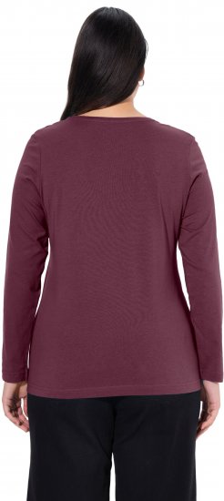Ulla Popken Basic Round Neck Long Sleeve Slim Fit Cotton Tee Dark Berry - Marškinėliai - 