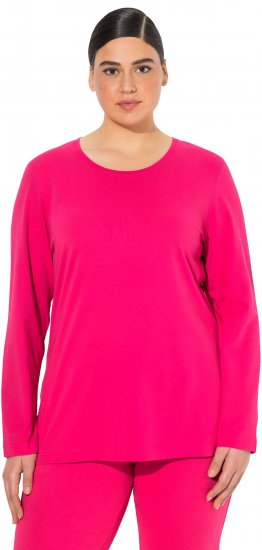 Ulla Popken Basic Round Neck Long Sleeve Slim Fit Cotton Tee Red Pink - Marškinėliai - 