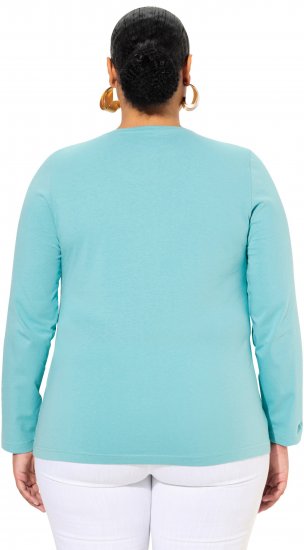 Ulla Popken Basic Round Neck Long Sleeve Slim Fit Cotton Tee Mint - Marškinėliai - 