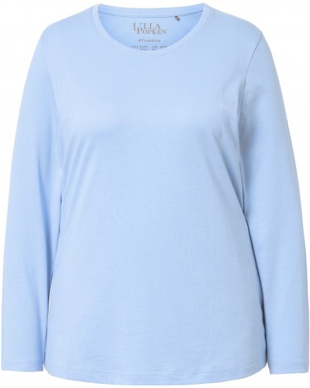 Ulla Popken Basic Round Neck Long Sleeve Slim Fit Cotton Tee Light Blue - Marškinėliai - 