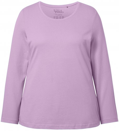 Ulla Popken Basic Round Neck Long Sleeve Slim Fit Cotton Tee Lavender - Marškinėliai - 