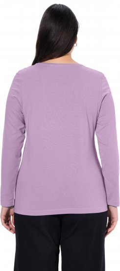 Ulla Popken Basic Round Neck Long Sleeve Slim Fit Cotton Tee Lavender - Marškinėliai - 