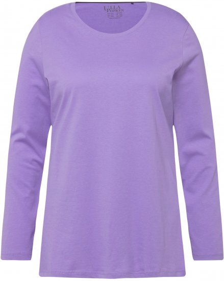Ulla Popken Basic Round Neck Long Sleeve Slim Fit Cotton Tee Pale Lilac - Marškinėliai - 