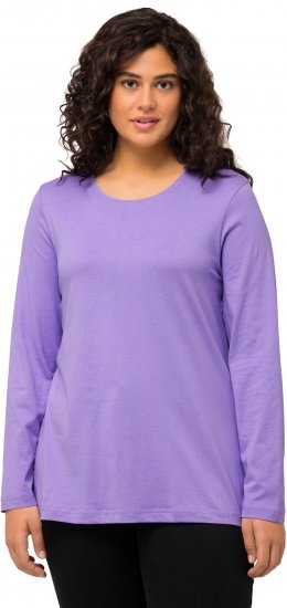 Ulla Popken Basic Round Neck Long Sleeve Slim Fit Cotton Tee Pale Lilac - Marškinėliai - 