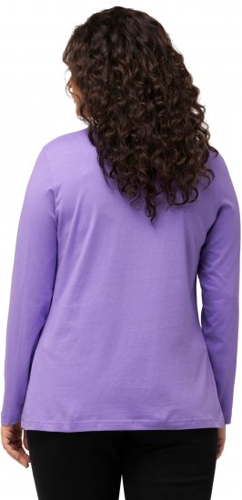 Ulla Popken Basic Round Neck Long Sleeve Slim Fit Cotton Tee Pale Lilac - Marškinėliai - 