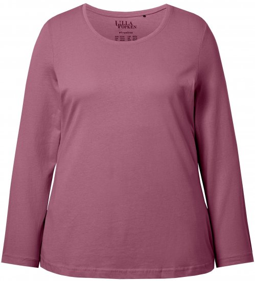 Ulla Popken Basic Round Neck Long Sleeve Slim Fit Cotton Tee Dark Rose - Marškinėliai - 
