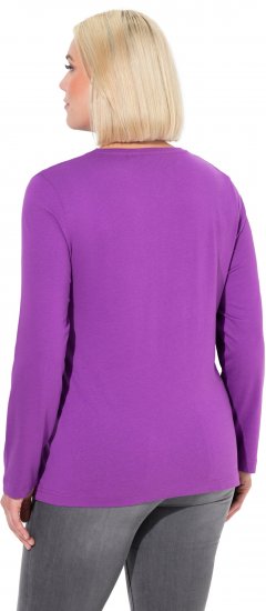 Ulla Popken Basic Round Neck Long Sleeve Slim Fit Cotton Tee Purple - Marškinėliai - 