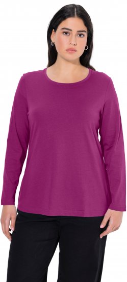 Ulla Popken Basic Round Neck Long Sleeve Slim Fit Cotton Tee Berry - Marškinėliai - 