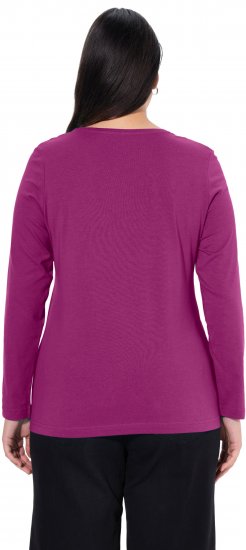 Ulla Popken Basic Round Neck Long Sleeve Slim Fit Cotton Tee Berry - Marškinėliai - 