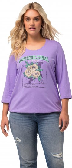 Ulla Popken Horticultural Graphic Floral Tee Pale Lilac - Spausdinti marškinėliai moterims - 