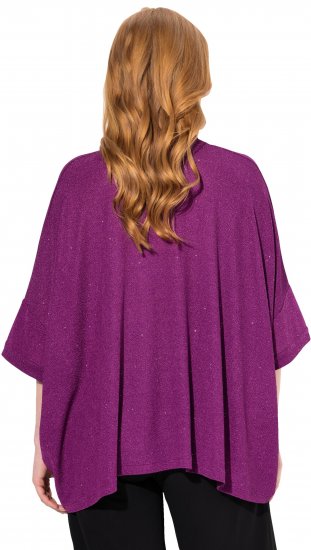 Ulla Popken Sparkling Draped Collared Tee Mulberry - Spausdinti marškinėliai moterims - 