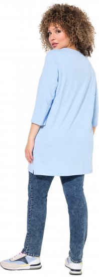 Ulla Popken Floral Motif 3/4 Sleeve Tunic Tee Light Blue - Spausdinti marškinėliai moterims - 