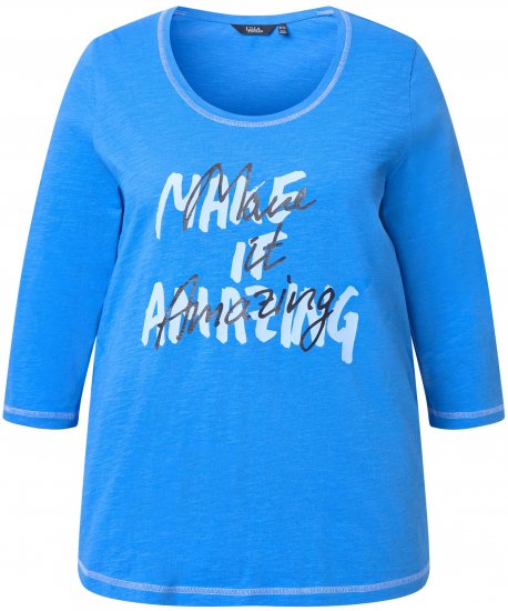 Ulla Popken Make It Amazing 3/4 Sleeve Graphic Tee Pacific Blue - Spausdinti marškinėliai moterims - 