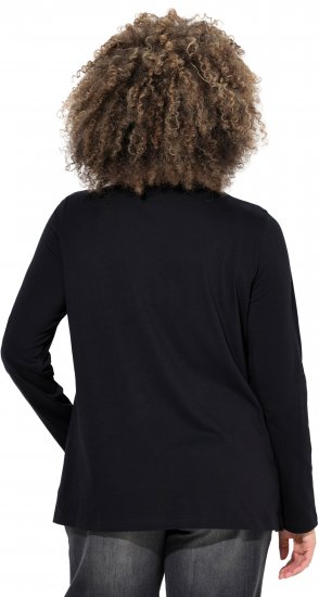 Ulla Popken Holiday Long Sleeve Graphic Tee Black - Spausdinti marškinėliai moterims - 