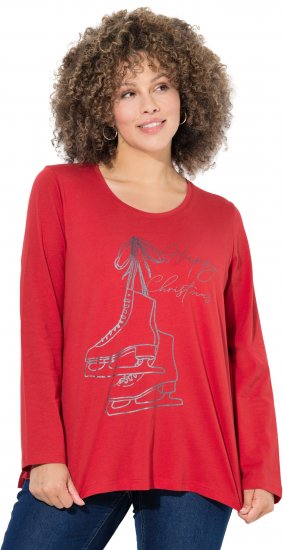 Ulla Popken Holiday Long Sleeve Graphic Tee Salsa Red - Spausdinti marškinėliai moterims - 