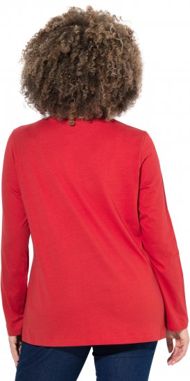 Ulla Popken Holiday Long Sleeve Graphic Tee Salsa Red - Spausdinti marškinėliai moterims - 