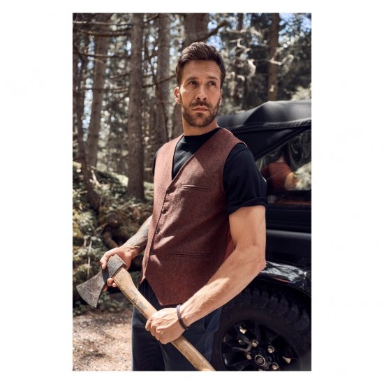 JP1880 Tweed Waistcoat Wool Brick Red - Liemenės - Liemenės didelių dydžių