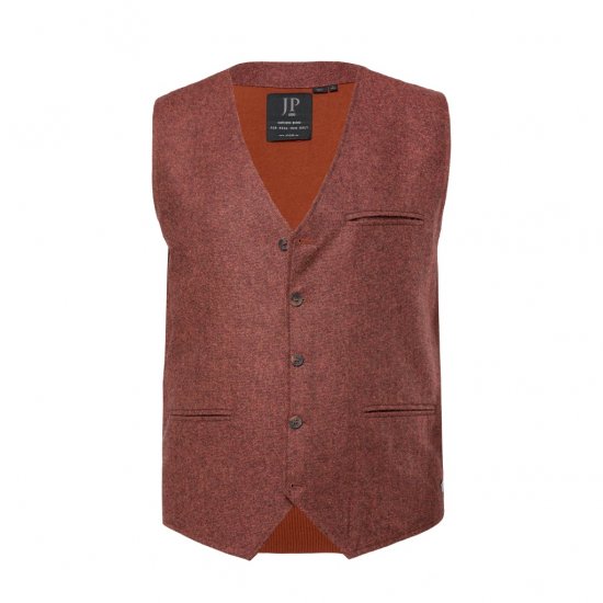 JP1880 Tweed Waistcoat Wool Brick Red - Liemenės - Liemenės didelių dydžių