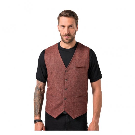 JP1880 Tweed Waistcoat Wool Brick Red - Liemenės - Liemenės didelių dydžių
