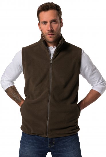 JP1880 Fleece Vest Stand-up Collar Brown - Didelės vyriškos striukės - Didelės vyriškos striukės