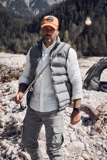JP1880 Quilted Vest Outdoor Stand-up Collar Grey - Didelės vyriškos striukės - Didelės vyriškos striukės