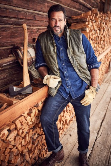 JP1880 Quilted Gilet Vintage Leather Green - Didelės vyriškos striukės - Didelės vyriškos striukės