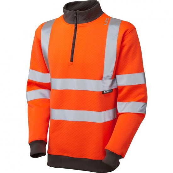 Leo Brynsworthy Ecoviz 1/4 Zip Sweatshirt Hi-Vis Orange - Darbo drabužiai - Darbo drabužiai - 3XL-10XL