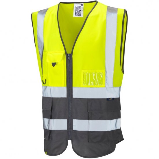 Leo Lynton Ecoviz Superior Waistcoat Hi-Vis Yellow/Grey - Darbo drabužiai - Darbo drabužiai - 3XL-10XL