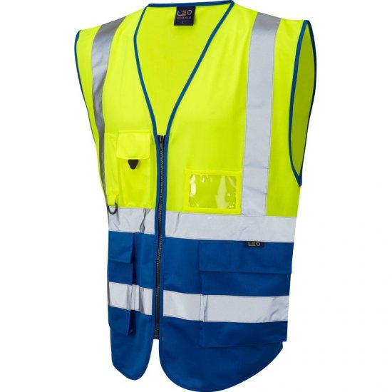 Leo Lynton Ecoviz Superior Waistcoat Hi-Vis Yellow/Royal Blue - Darbo drabužiai - Darbo drabužiai - 3XL-10XL