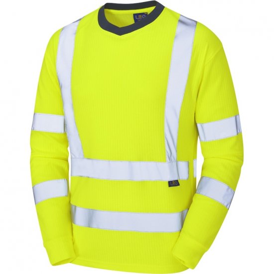 Leo Riverton Ecoviz Comfort Sleeved T-Shirt Hi-Vis Yellow - Darbo drabužiai - Darbo drabužiai - 3XL-10XL