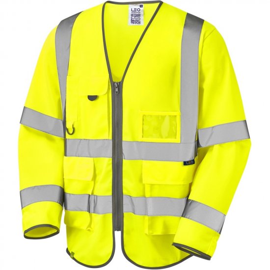 Leo Wrafton Ecoviz Superior Sleeved Waistcoat Hi-Vis Yellow - Darbo drabužiai - Darbo drabužiai - 3XL-10XL