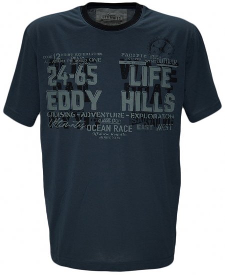 EDDY HILLS Life T-shirt Navy - Marškinėliai - Marškinėliai - 2XL-14XL