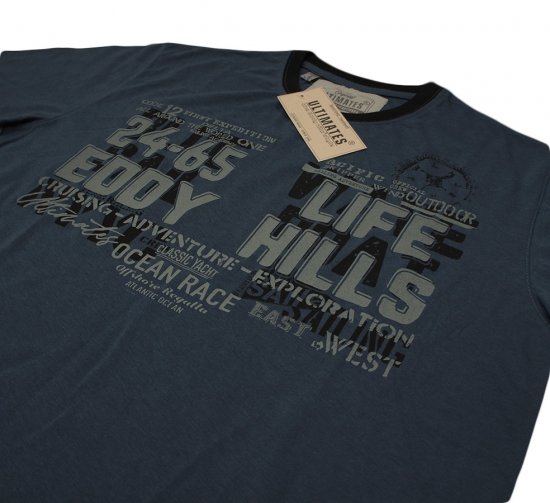 EDDY HILLS Life T-shirt Navy - Marškinėliai - Marškinėliai - 2XL-14XL