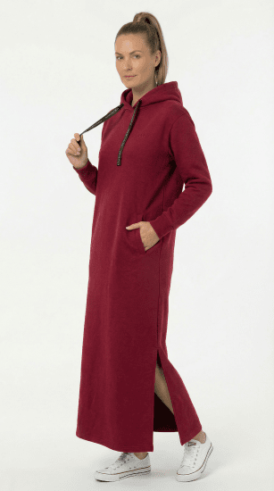 Nora Mikken MARTINA Maxi Hoodie Dress Burgundy - DRABUŽIAI MOTERIMS XS-XXL - 