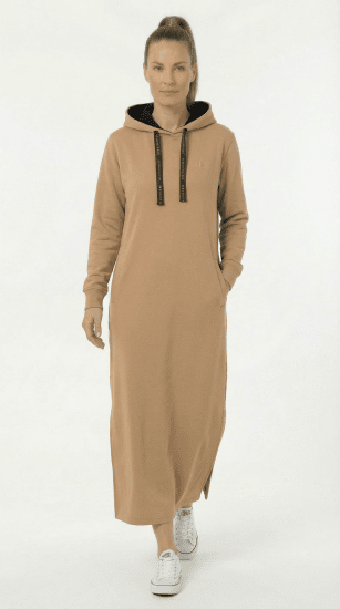 Nora Mikken MARTINA Maxi Hoodie Dress Camel - DRABUŽIAI MOTERIMS XS-XXL - 