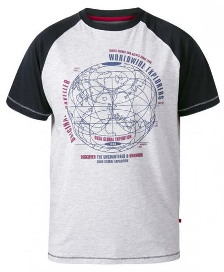 D555 Obama Worldwide Explorers T-Shirt Off White Marl - Marškinėliai - Marškinėliai - 2XL-14XL