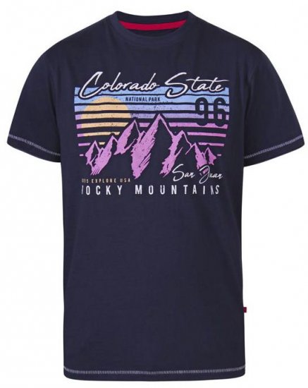 D555 Orkney Rocky Mountains Crew Neck T-Shirt Navy - Marškinėliai - Marškinėliai - 2XL-14XL