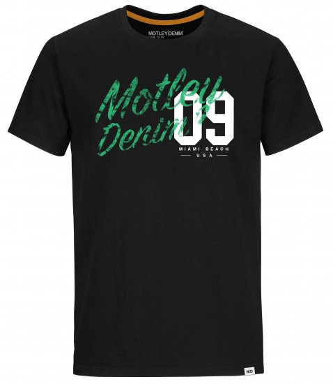 Motley Denim Oxford T-Shirt Green on Black - Marškinėliai - Marškinėliai - 2XL-14XL