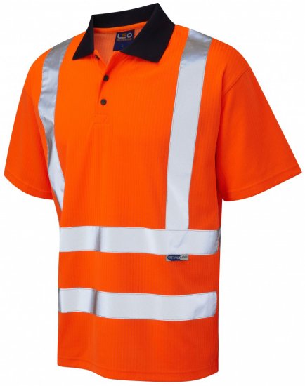 Leo Croyde Comfort Polo Shirt Hi-Vis Orange - Hi-Vis Polo marškinėliai - Hi-Vis Polo marškinėliai 3XL-6XL