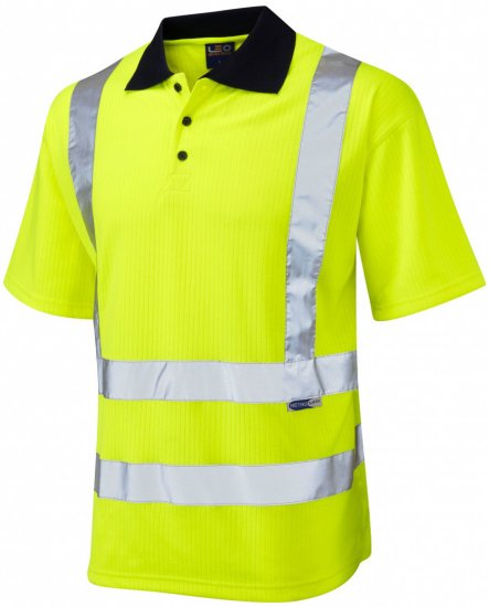 Leo Croyde Comfort Polo Shirt Hi-Vis Yellow - Darbo drabužiai - Darbo drabužiai - 3XL-10XL