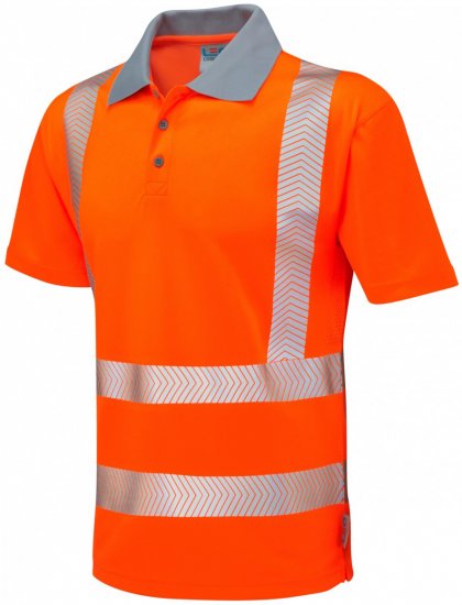 Leo Woolacombe Coolviz Plus Polo Hi-Vis Orange - Darbo drabužiai - Darbo drabužiai - 3XL-10XL