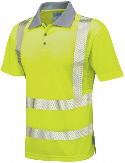 Leo Woolacombe Coolviz Plus Polo Hi-Vis Yellow - Darbo drabužiai - Darbo drabužiai - 3XL-10XL