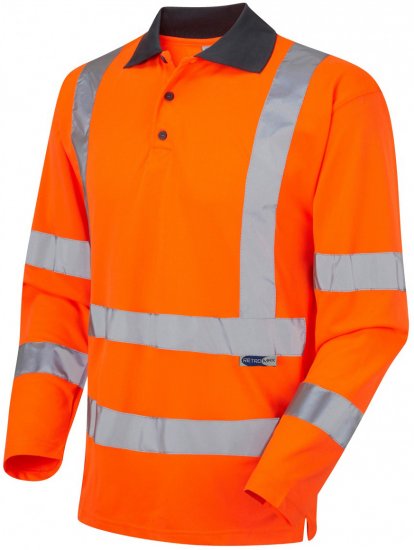 Leo Woolsery Coolviz L/S Polo Shirt Hi-Vis Orange - Darbo drabužiai - Darbo drabužiai - 3XL-10XL