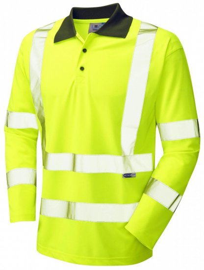 Leo Woolsery Coolviz L/S Polo Shirt Hi-Vis Yellow - Darbo drabužiai - Darbo drabužiai - 3XL-10XL