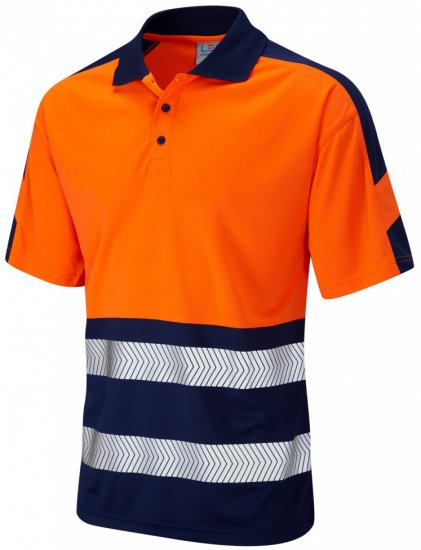 Leo Watersmeet Coolviz Plus Polo Hi-Vis Orange/Navy - Darbo drabužiai - Darbo drabužiai - 3XL-10XL