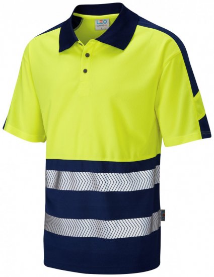 Leo Watersmeet Coolviz Plus Polo Hi-Vis Yellow/Navy - Darbo drabužiai - Darbo drabužiai - 3XL-10XL