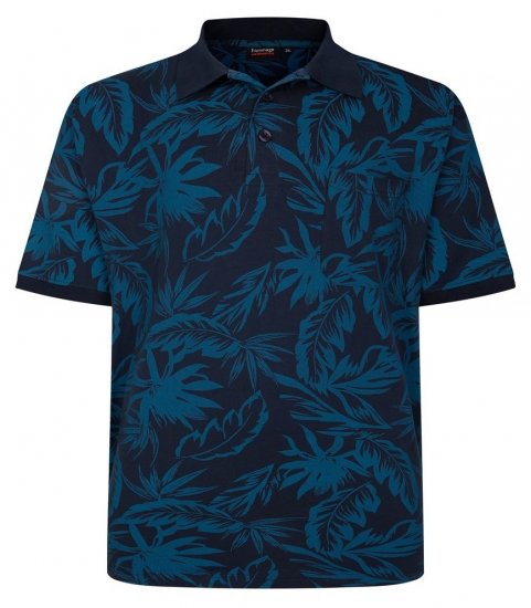 Espionage P222 Polo marškinėliai su lapų raštu tamsiai mėlyna/teal - Polo marškinėliai - Polo marškinėliai - 2XL-8XL