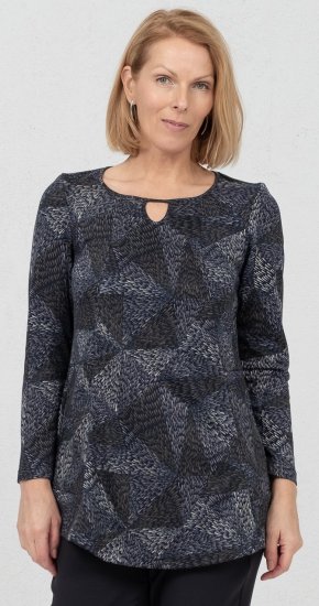 Scandinavian Caramel Triangles Tunic Dark Blue - Spausdinti marškinėliai moterims - 