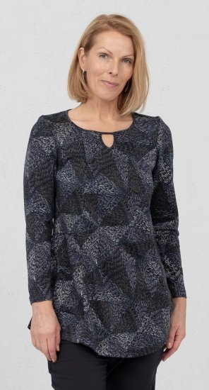 Scandinavian Caramel Triangles Tunic Dark Blue - Spausdinti marškinėliai moterims - 